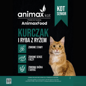 2kg  AnimaxFood Kurczak, ryba i ryż  - Kot SENIOR, 40 % mięsa.