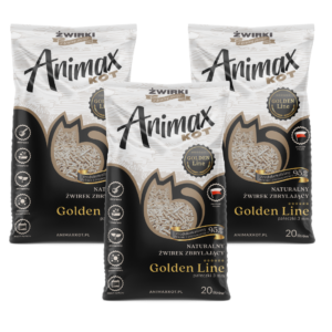 60  litrów 37.5kg AnimaxKot Golden Line 3mm ,  żwirek zbrylający dla kota peletka 3mm !!! zestaw 3 worków, wysyłka w cenie, 2 kartony.